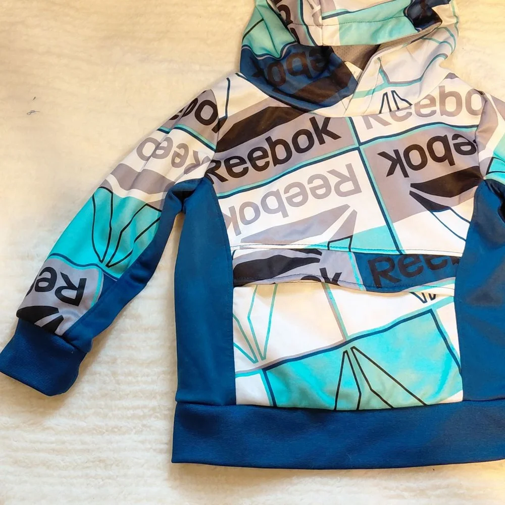 Baby Reebok Blue White Grey Graphic Hoodie 18 Months